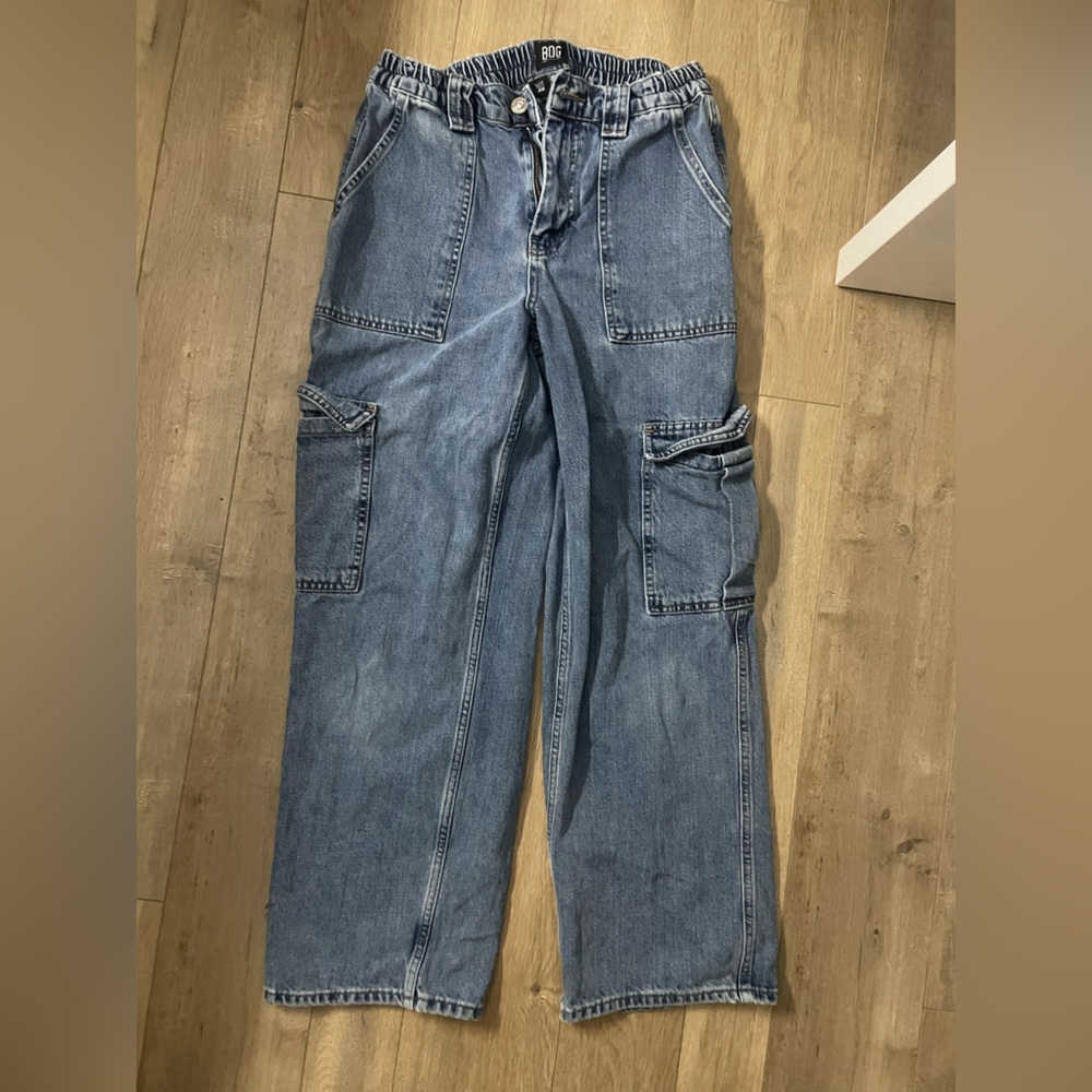 urban outfitters low rise cargo pants blue wash